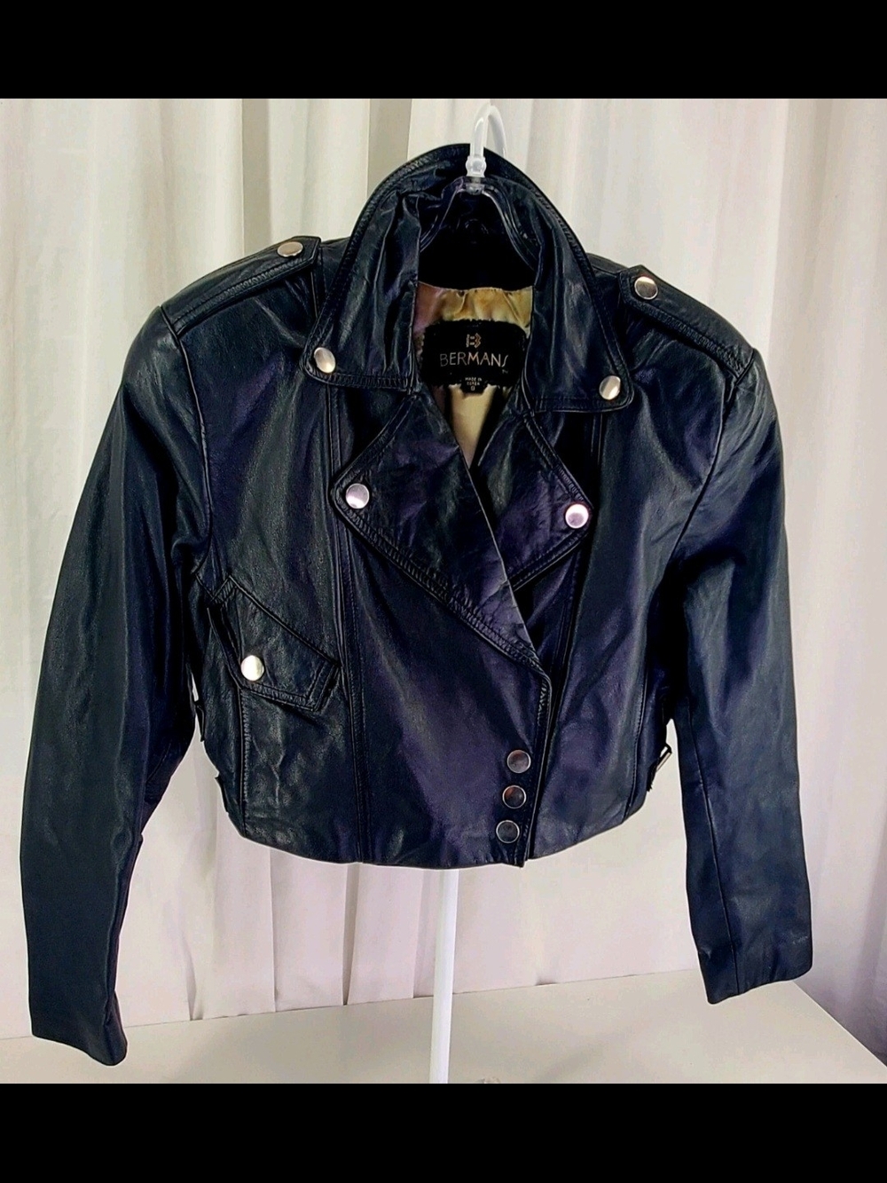Breman's Women's Vintage Black Leather Cropped Motocycle Jacket  Sz. SMALL